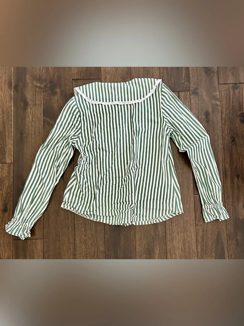 Hill House Green Stripe Cotton Pajama Set XS Peter Pan Collar 2-Piece Sleepwear